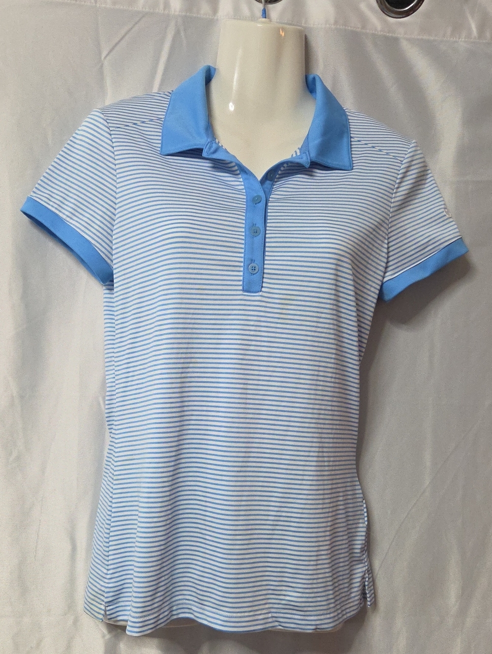 Nike Women's Light Blue Striped Polo Top Small Sz [1749]